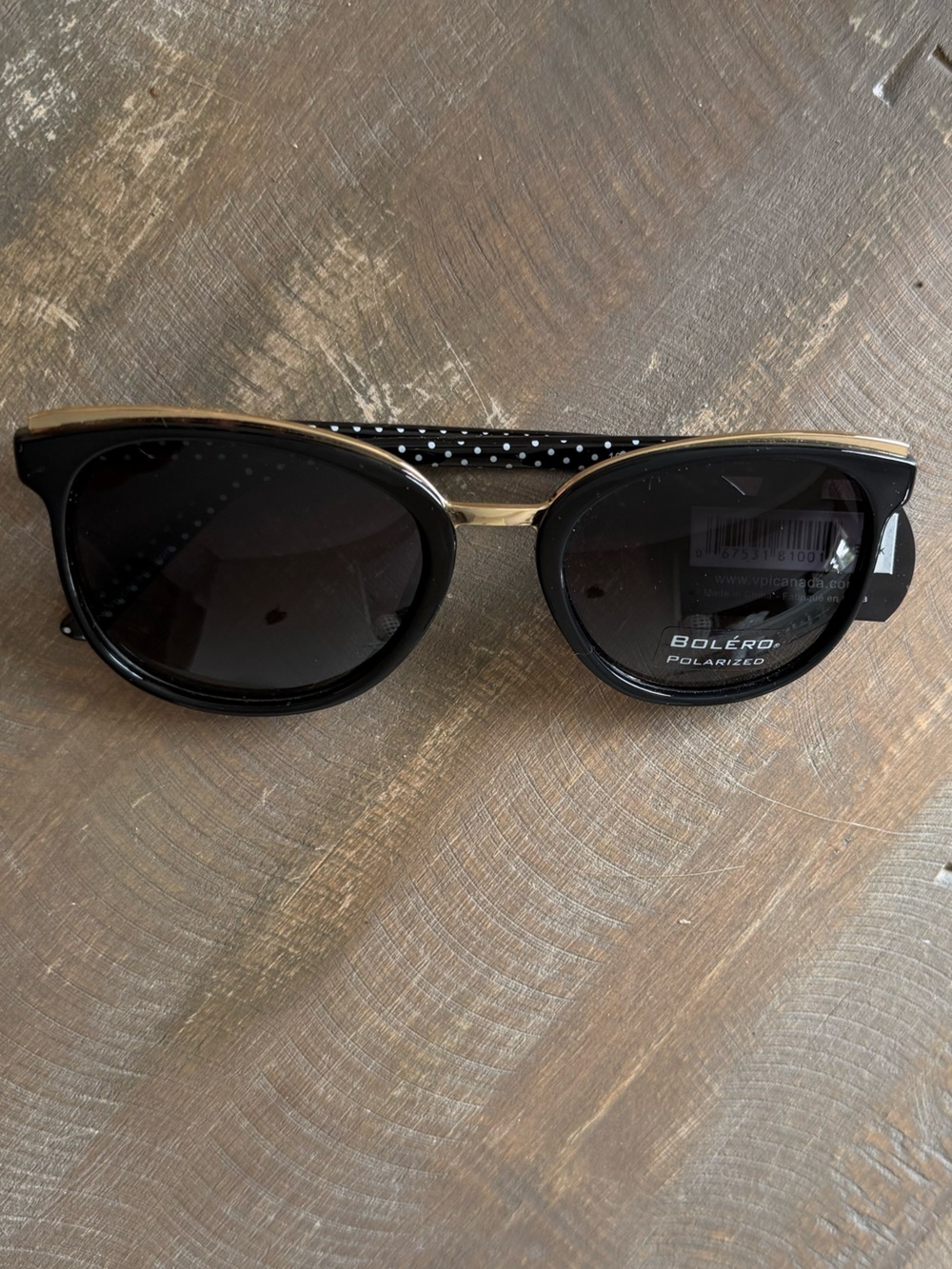 Bolero Polarized Women's Black Catseye Sunglasses with Gold Accents